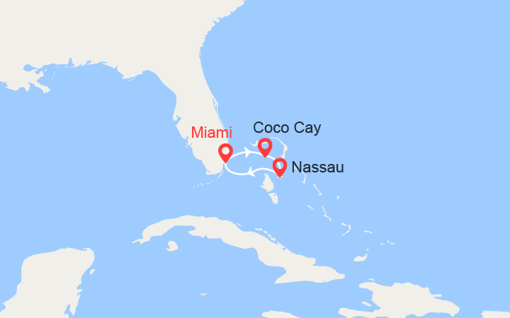 Carte itinéraire croisière Bahamas