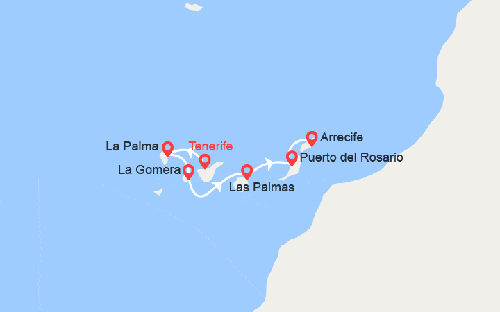 Carte itinéraire croisière Dans l'Archipel des Canaries (TLZ_PP)