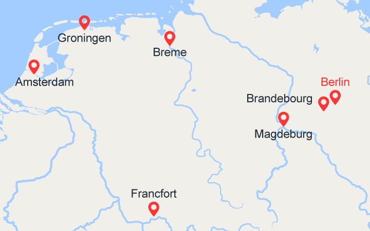 Carte itinéraire croisière De Berlin à Amsterdam (BMA_PP)