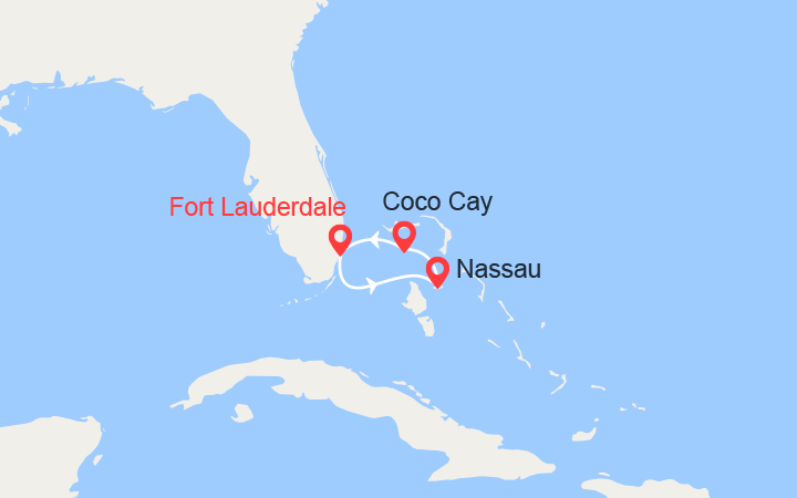Carte itinéraire croisière Escapade aux Bahamas