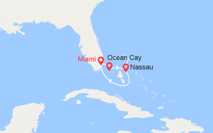 Carte itinéraire croisière Escapade aux Bahamas: MSC Ocean Cay, Nassau