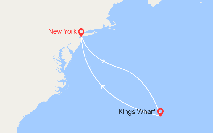 Carte itinéraire croisière Escapade aux Bermudes