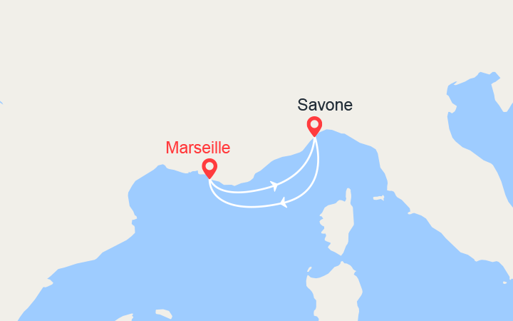 Carte itinéraire croisière Escapade en Italie