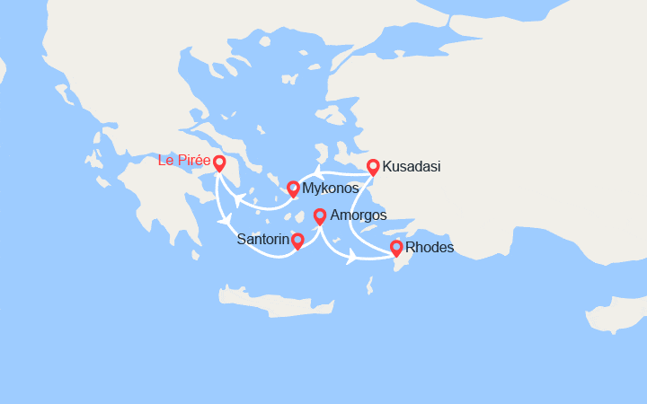 Carte itinéraire croisière Grèce, Turquie