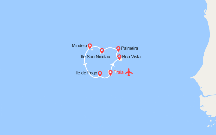 Carte itinéraire croisière L'Archipel du Cap-Vert