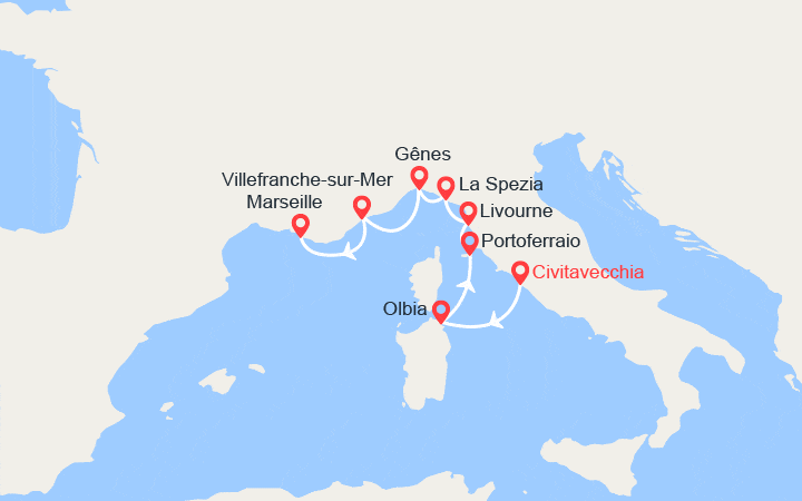 Carte itinéraire croisière La splendeur italienne au coeur de la Méditerranée