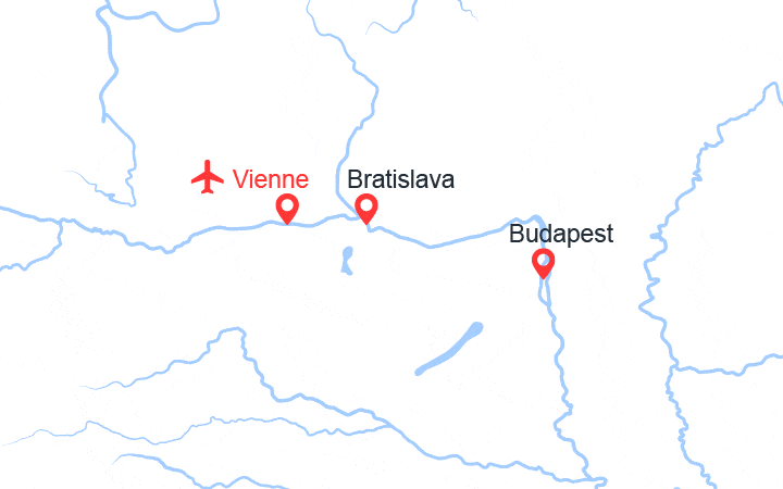 Carte itinéraire croisière Les capitales danubiennes (WBU)