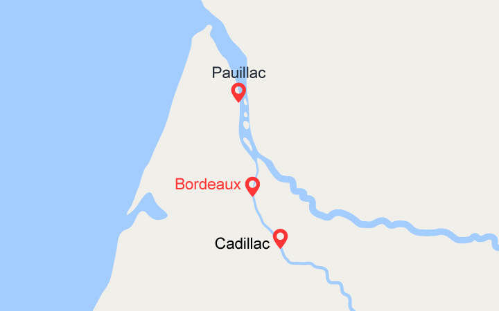 Carte itinéraire croisière Nouvel An Aquitain sur la Gironde et la Garonne (BOR_PP)