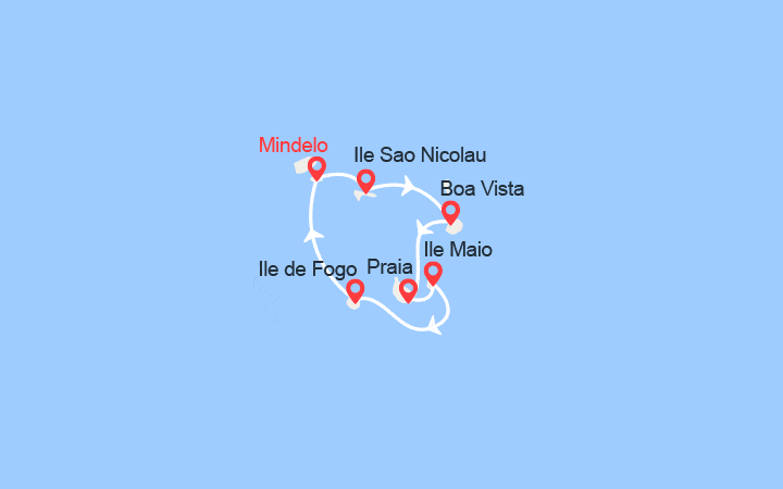 Carte itinéraire croisière Visages du Cap-Vert