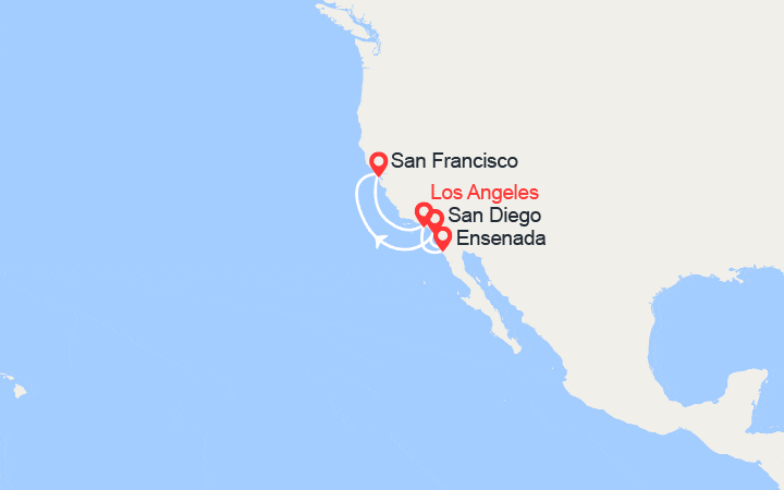 Carte itinéraire croisière Californie et Mexique
