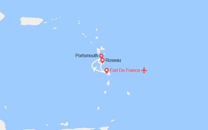 Carte itinéraire croisière Cocktail Nature aux Antilles