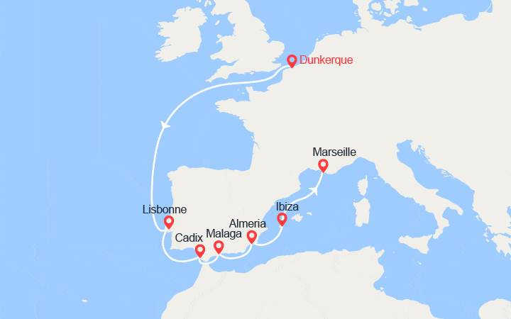 Carte itinéraire croisière Croisière ORCA Splendeurs Ibériques