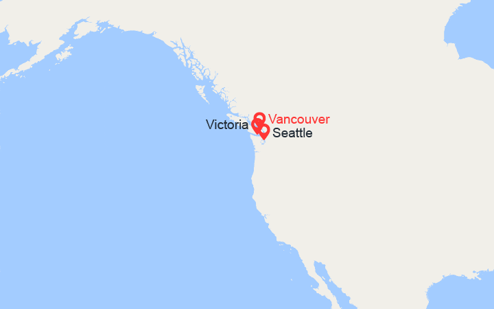 Carte itinéraire croisière De Vancouver à Washington
