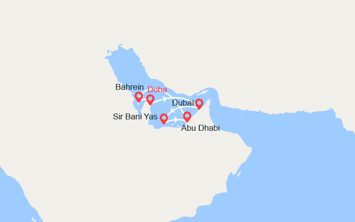 Carte itinéraire croisière Désert Fantastique au départ de Doha