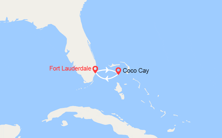 Carte itinéraire croisière Escapade à CocoCay