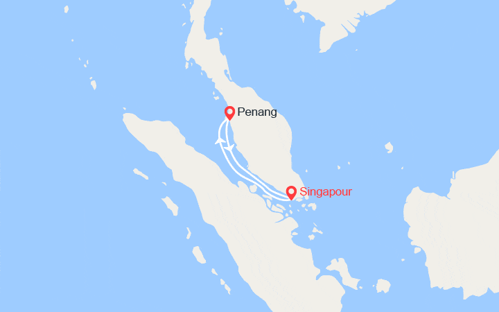Carte itinéraire croisière Escapade à Penang