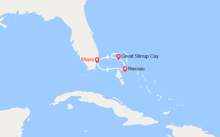 Carte itinéraire croisière Escapade aux Bahamas