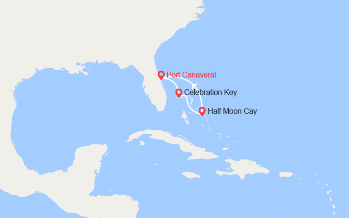Carte itinéraire croisière Escapade aux Bahamas