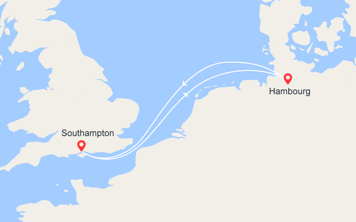 Carte itinéraire croisière Escapade dans la Manche