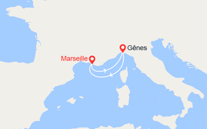 Carte itinéraire croisière Escapade en Italie