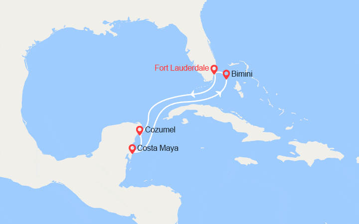 Carte itinéraire croisière Floride et Bahamas