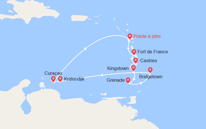 Carte itinéraire croisière Horizons Tropicaux