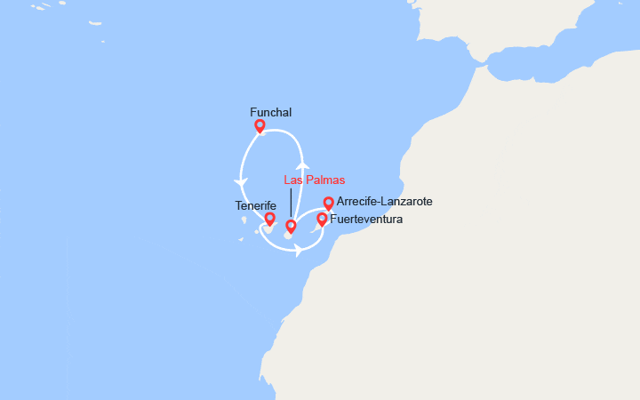 Carte itinéraire croisière Iles Canaries