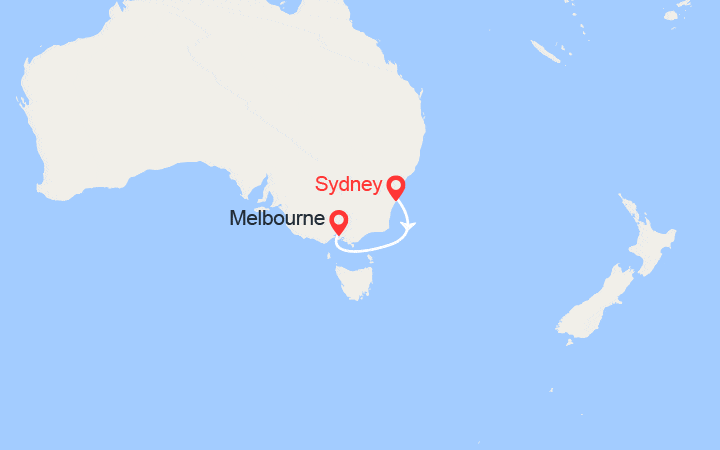 Carte itinéraire croisière L' Australie