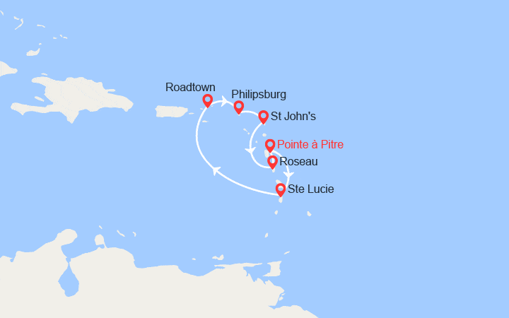 Carte itinéraire croisière Le Meilleur des Antilles