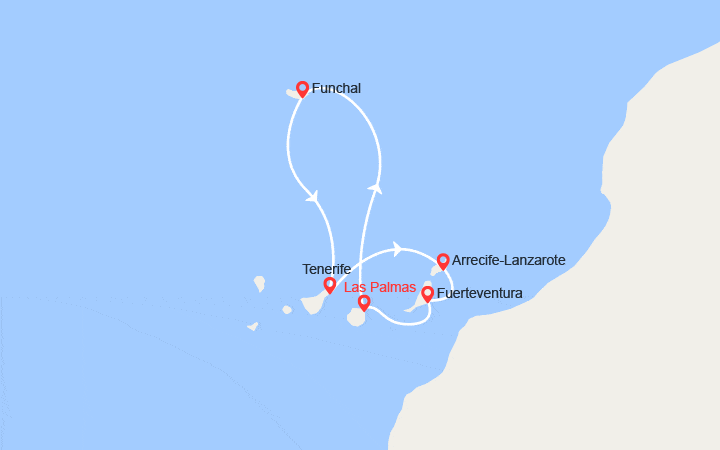 Carte itinéraire croisière Les Canaries