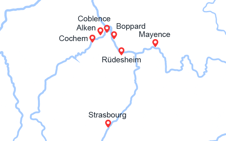 Carte itinéraire croisière Les Vallées de la Moselle et du Rhin, la magie des 2 fleuves (CMS_PP)