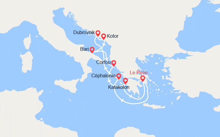 Carte itinéraire croisière Paradisiaque Adriatique