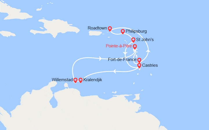 Carte itinéraire croisière Parfums des Caraïbes