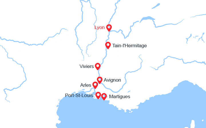 Carte itinéraire croisière Terres de Provence : une croisière sensorielle entre héritages et gourmandises (LMX_NOVPP)